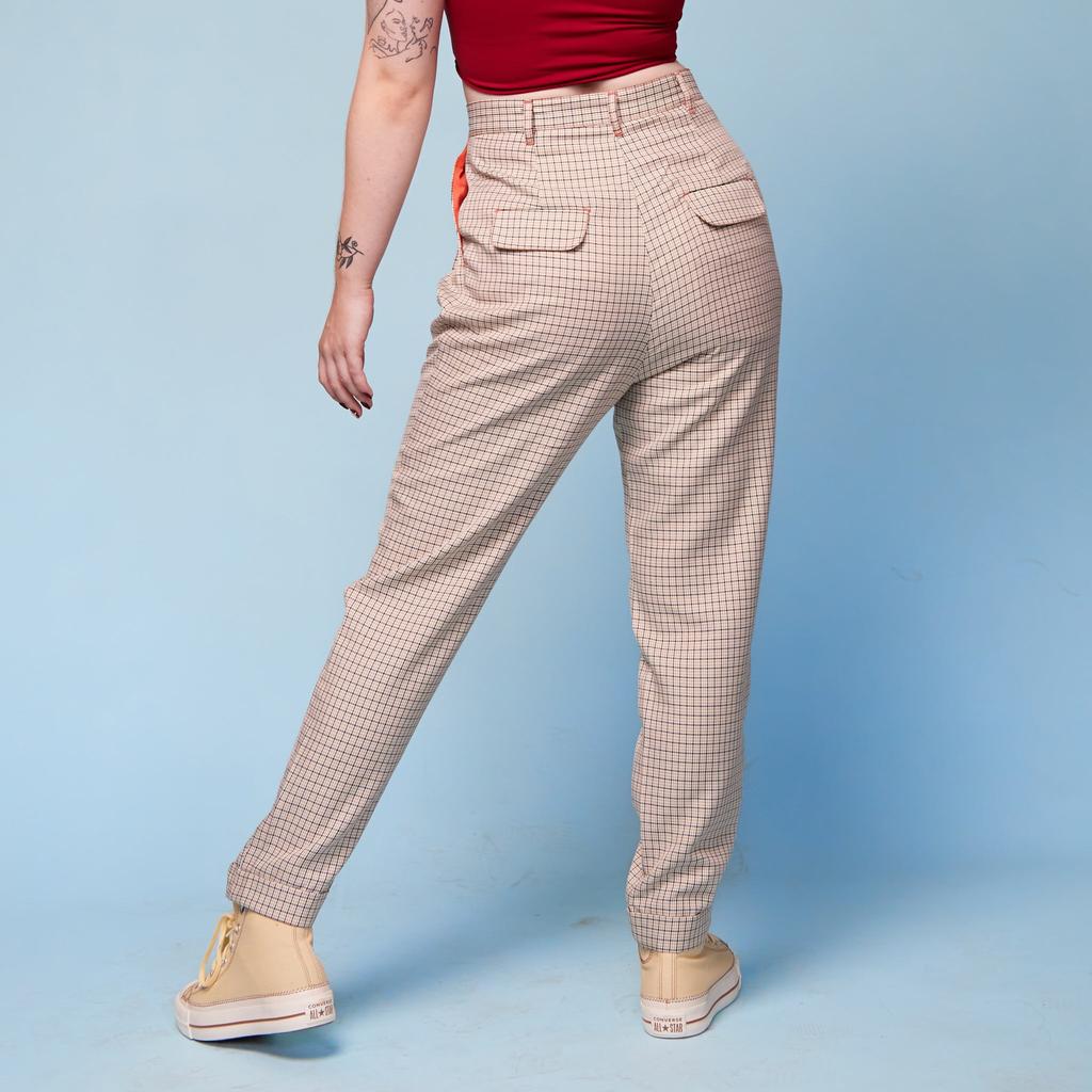 Model wearing Tripp trans masc pants - back view