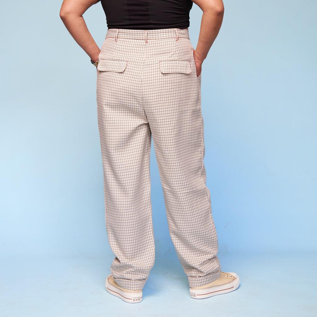 Model is wearing Trans Masc Suit Pants - back view