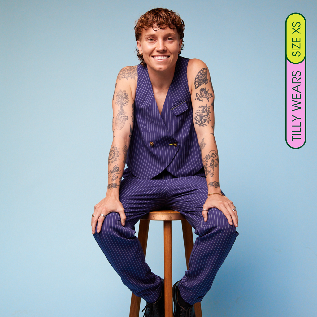 Tilly Lucas-Rodd wearing our Tripp Pants and vest