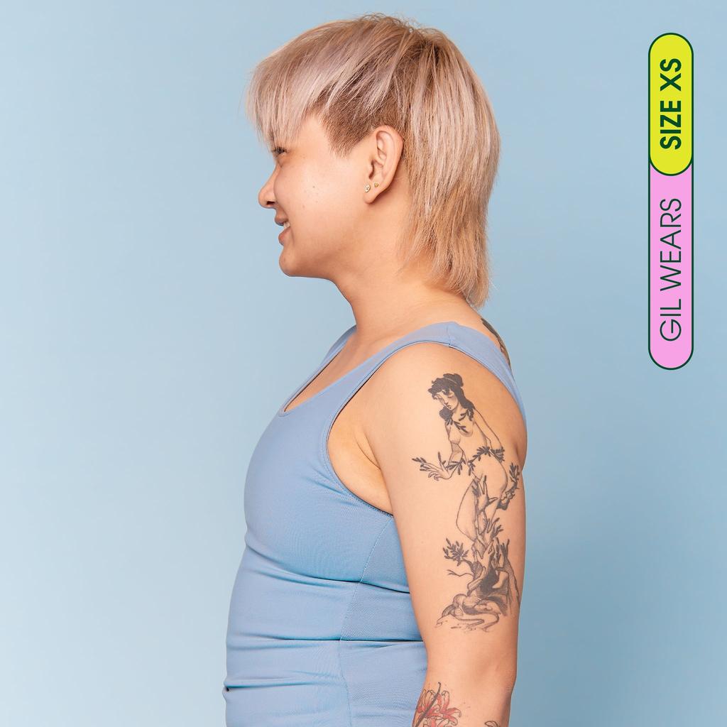 Swim Binder - side view showing chest flattening